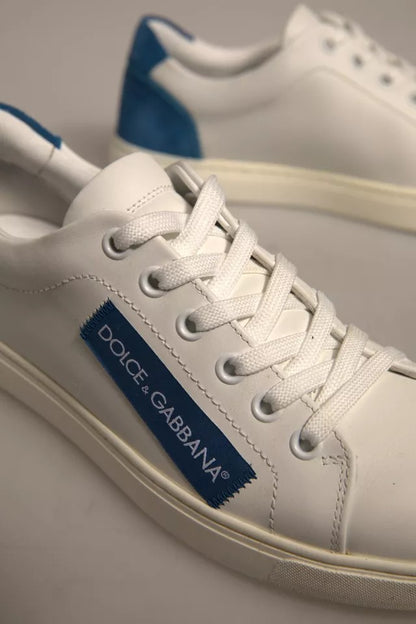 Dolce & Gabbana White Suede Leather Low Top Sneakers Shoes