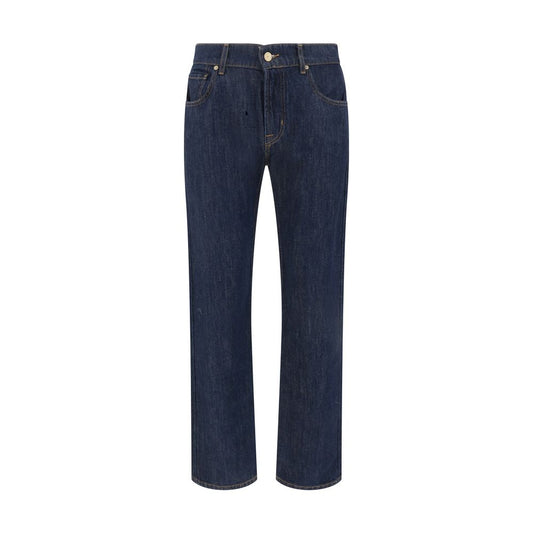 7FOR Blue Cotton Straight-Leg Jeans