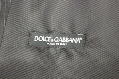 Dolce & Gabbana Gray Striped Wool Single Breasted Vest
