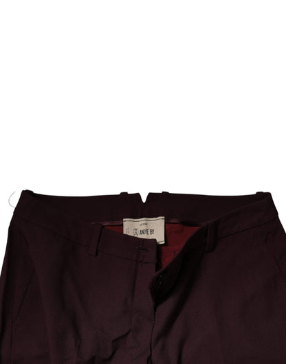 Aniye By Maroon Mid Waist Tapered Skinny Dress Pants
