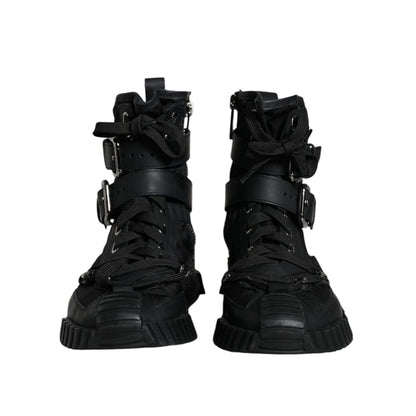 Dolce & Gabbana Black Nylon Lace-Up Boots