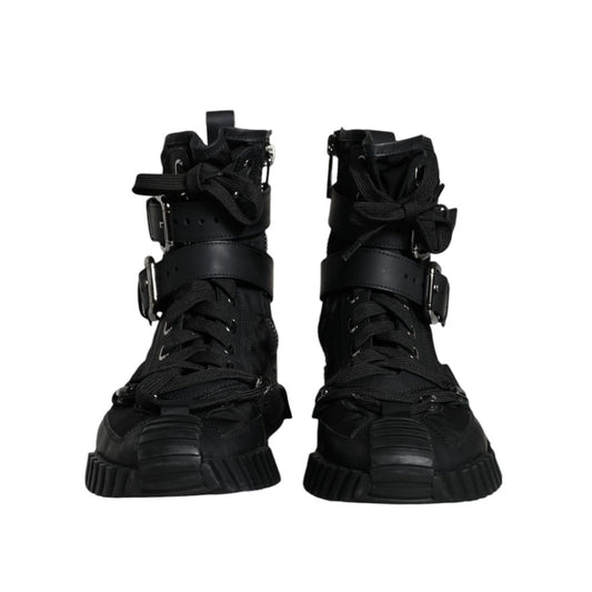 Dolce & Gabbana Black Nylon Lace-Up Boots