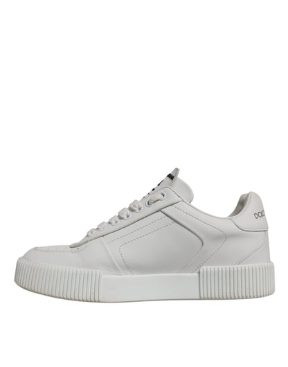 Dolce & Gabbana White Miami Leather Low Top Sneakers Shoes