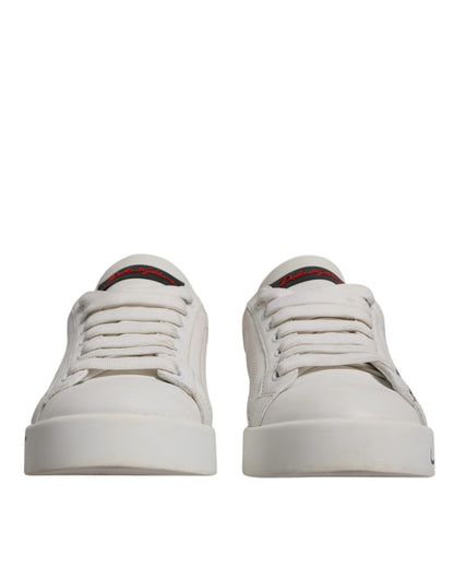 Dolce & Gabbana White Red Logo Portofino Sneakers Shoes