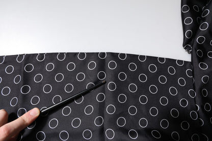 Dolce & Gabbana Black Circles Silk Fringes Shawl Wrap Scarf