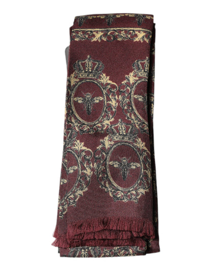Dolce & Gabbana Bordeaux Printed Silk Neck Wrap Shawl Scarf