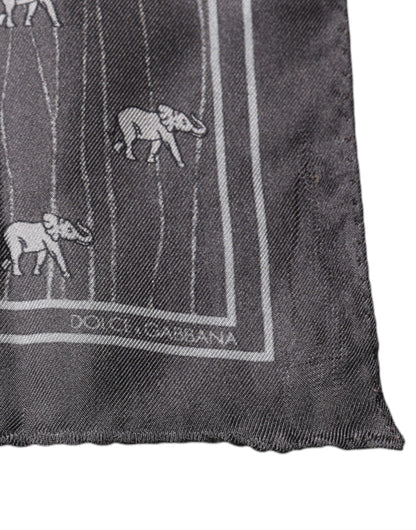 Dolce & Gabbana Brown Elephant Fantasy Handkerchief Scarf