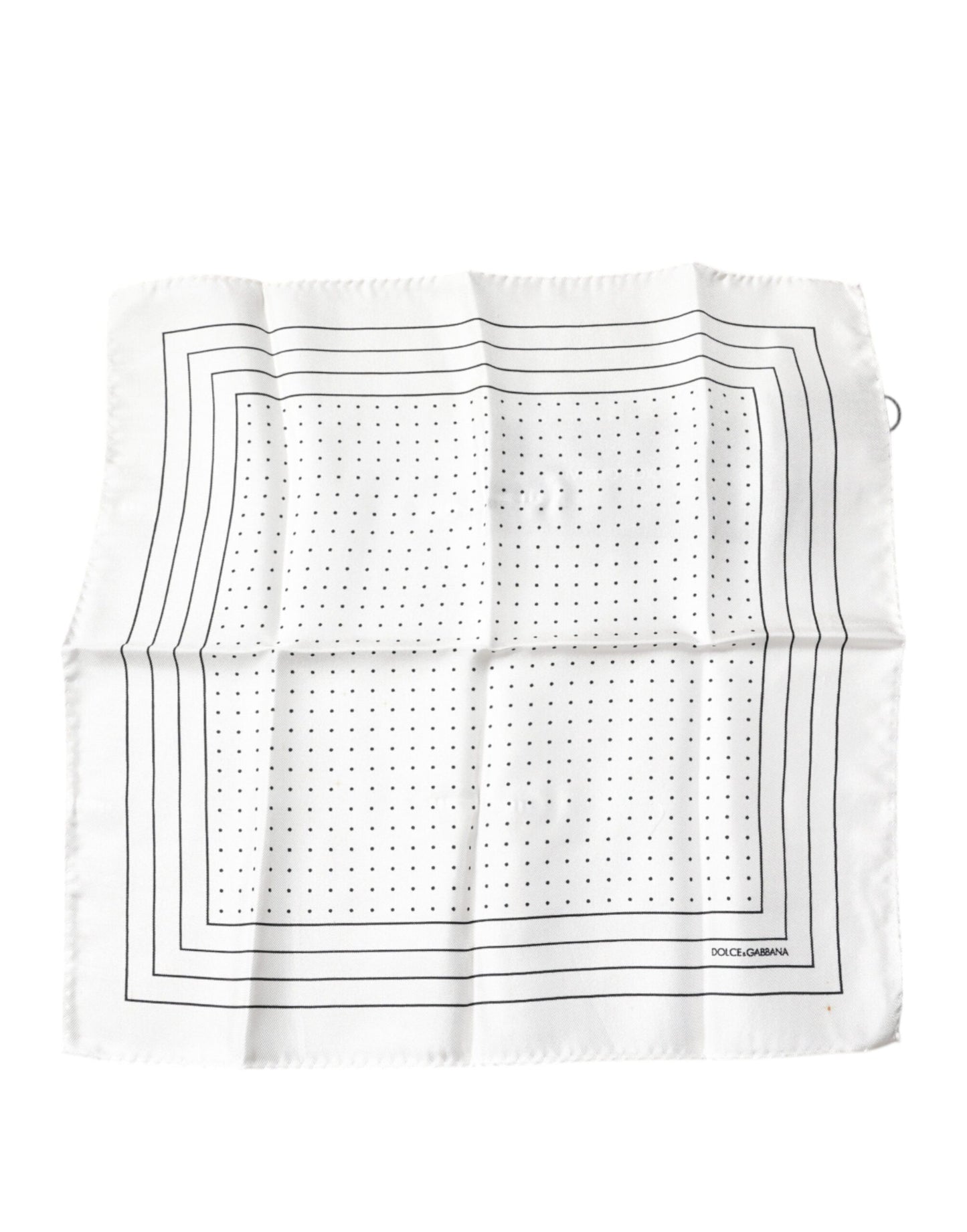Dolce & Gabbana White Polka Dots Square Handkerchief Scarf