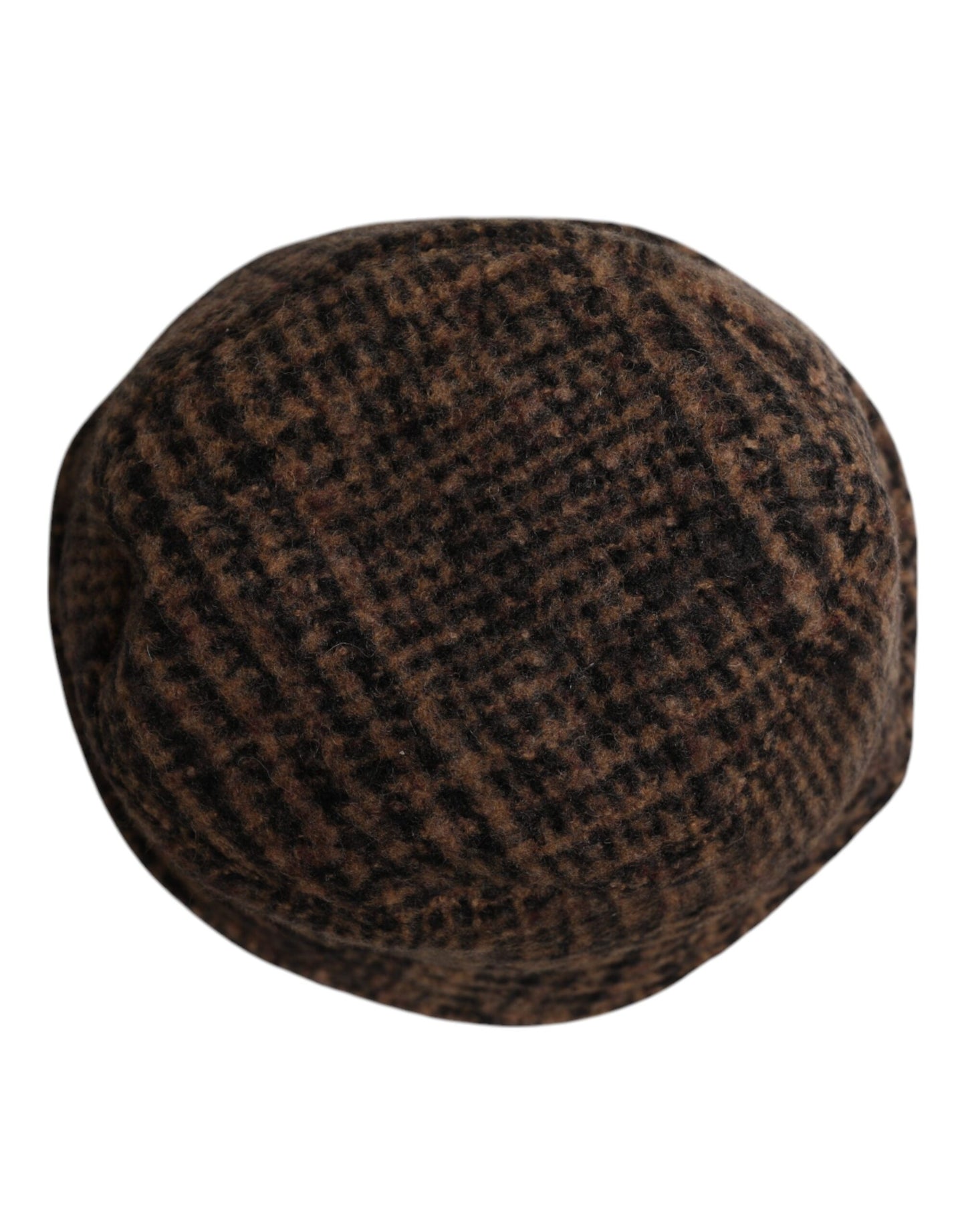 Dolce & Gabbana Brown Houndstooth Wool Woven Bucket Hat