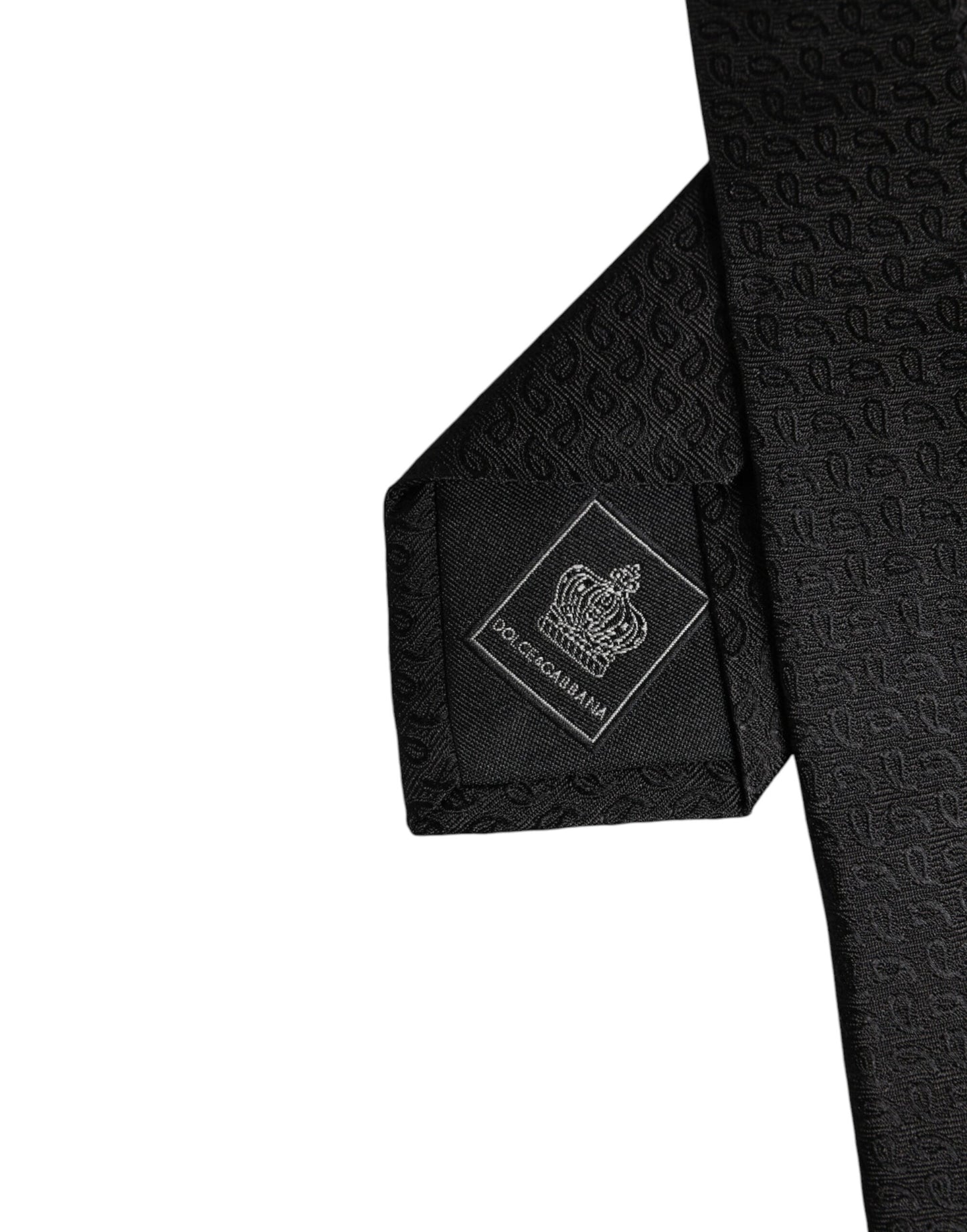 Dolce & Gabbana Black Patterned Silk Adjustable Necktie Tie