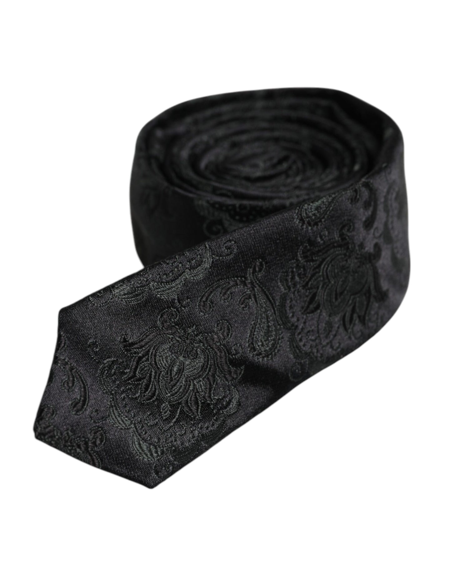 Dolce & Gabbana Dark Green Floral Silk Adjustable Necktie Tie
