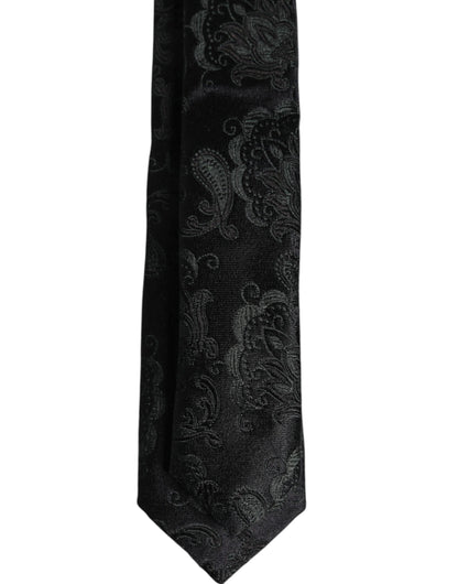 Dolce & Gabbana Dark Green Floral Silk Adjustable Necktie Tie
