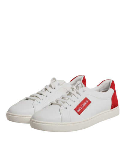 Dolce & Gabbana White Suede Leather Low Top Sneakers Shoes
