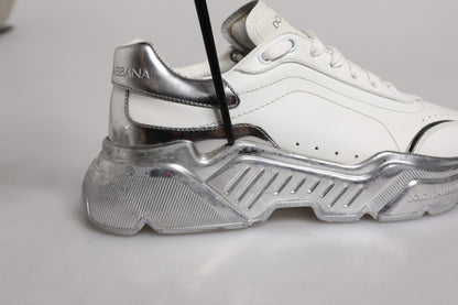 Dolce & Gabbana White Silver Daymaster Low Top Sneaker Shoes