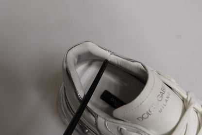 Dolce & Gabbana White Silver Daymaster Low Top Sneaker Shoes