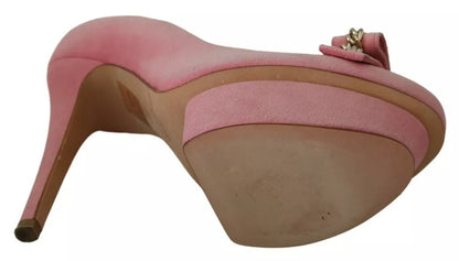 Elisabetta Franchi Pink Bow Stiletto Heel Pumps Shoes