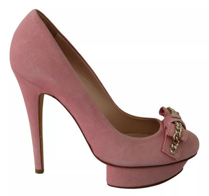 Elisabetta Franchi Pink Bow Stiletto Heel Pumps Shoes
