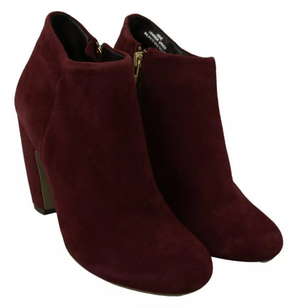Steve Madden Maroon Blush Velvet Suede Penelope Ankle Boots Shoes