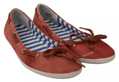 Pantofola D'Oro Coral Suede Lace Bow Loafers Ballet Flat Shoes