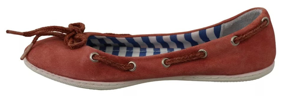 Pantofola D'Oro Coral Suede Lace Bow Loafers Ballet Flat Shoes