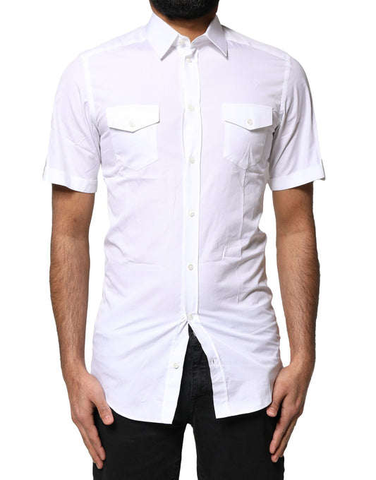 Dolce & Gabbana White GOLD Button Down Casual Men Polo Shirt
