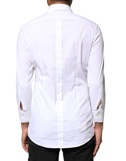 Dolce & Gabbana White GOLD Cotton Long Sleeves Men Dress Shirt