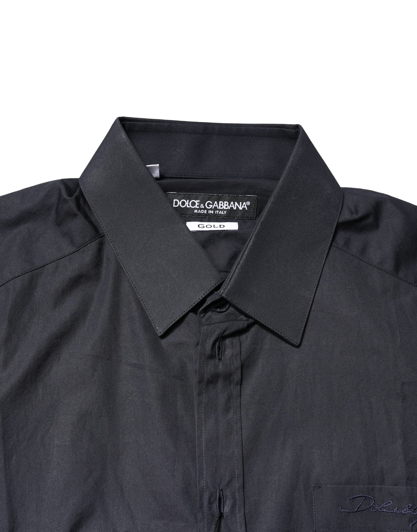 Dolce & Gabbana Dark Blue GOLD Cotton Long Sleeves Dress Shirt