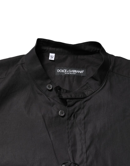 Dolce & Gabbana Black Cotton Button Down Men Casual Shirt