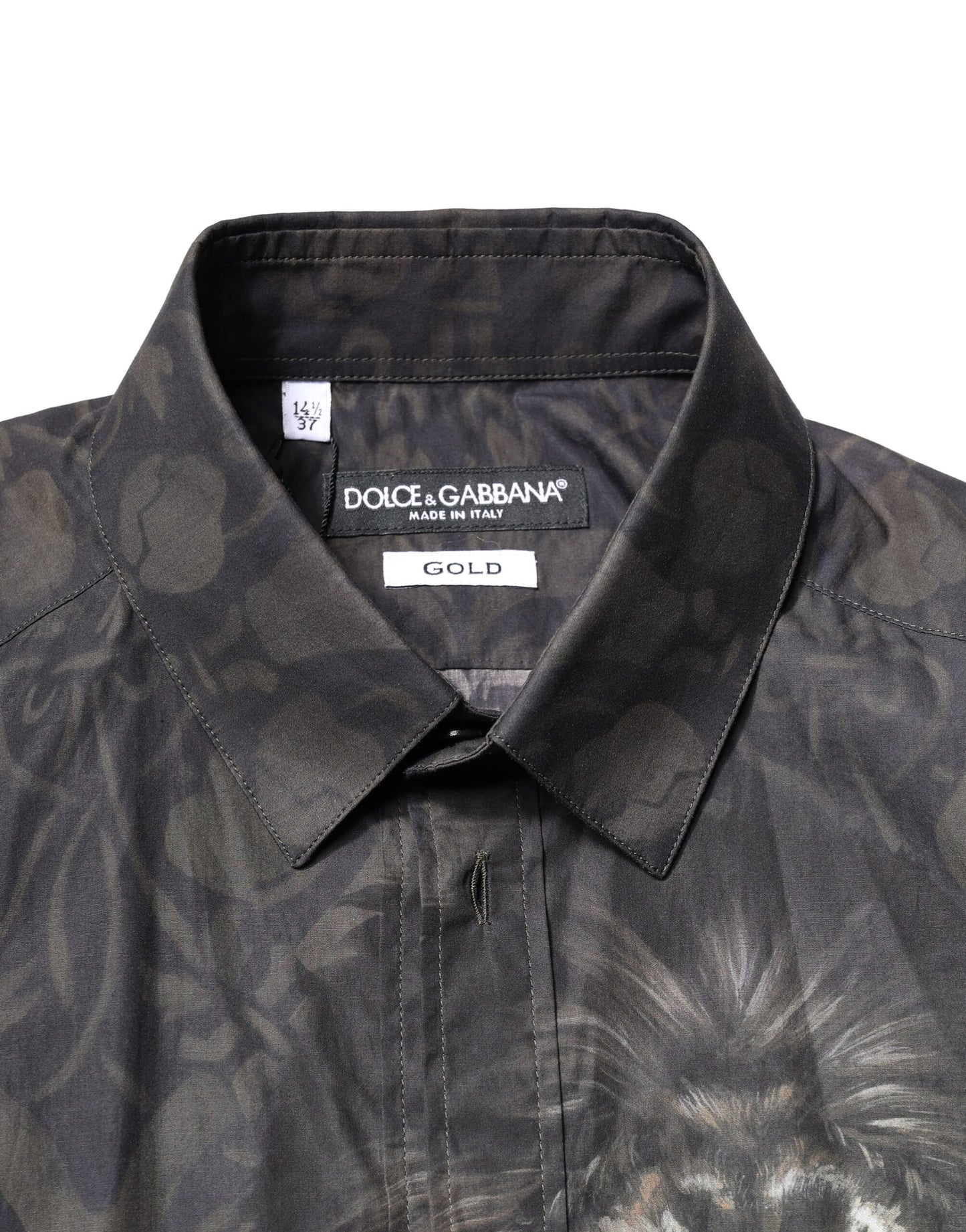 Dolce & Gabbana Black Royal Pet Portrait GOLD Dress Shirt