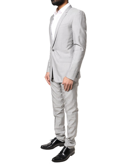 Dolce & Gabbana Light Gray Wool GOLD 2 Piece Formal Suit