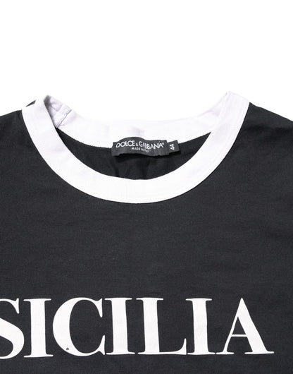 Dolce & Gabbana Black Sicilia Crew Neck Short Sleeve T-shirt