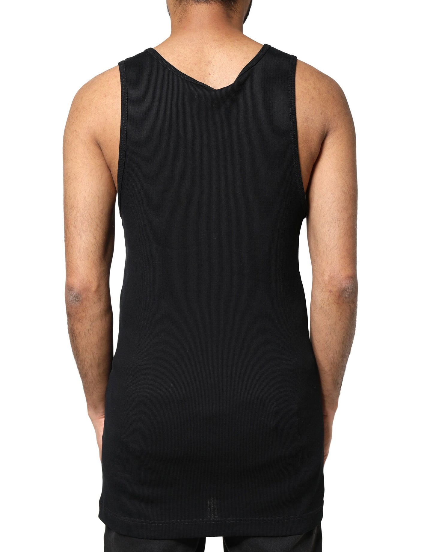Dolce & Gabbana Black Cotton Rip Style Sleeveless Men Tank T-shirt