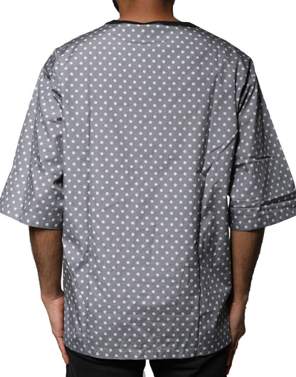 Dolce & Gabbana Gray Polka Dot Pin-Up Print Crew Neck T-shirt