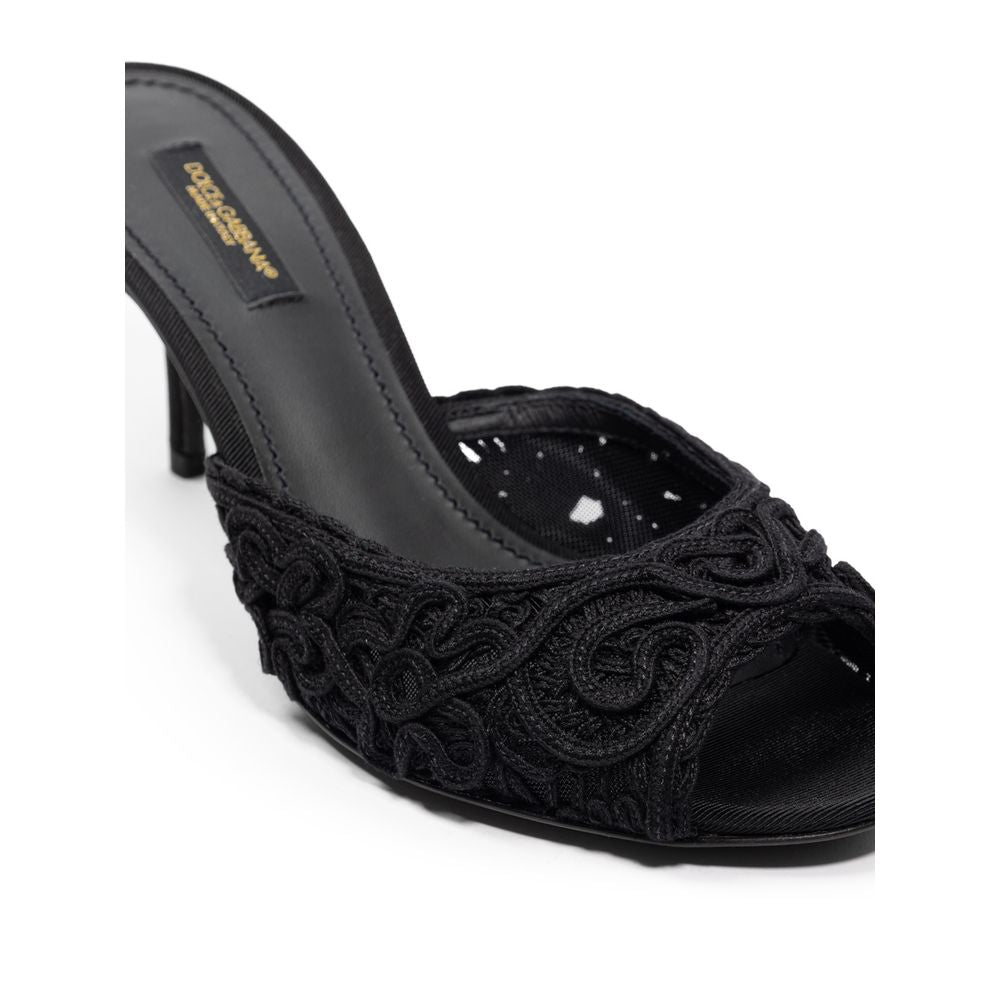 Dolce & Gabbana Black Cotton Mules