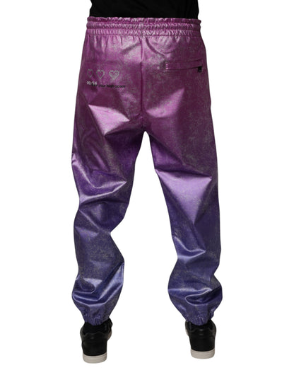 Dolce & Gabbana Pink Purple Two Tone Jogger Sweatpants Pants