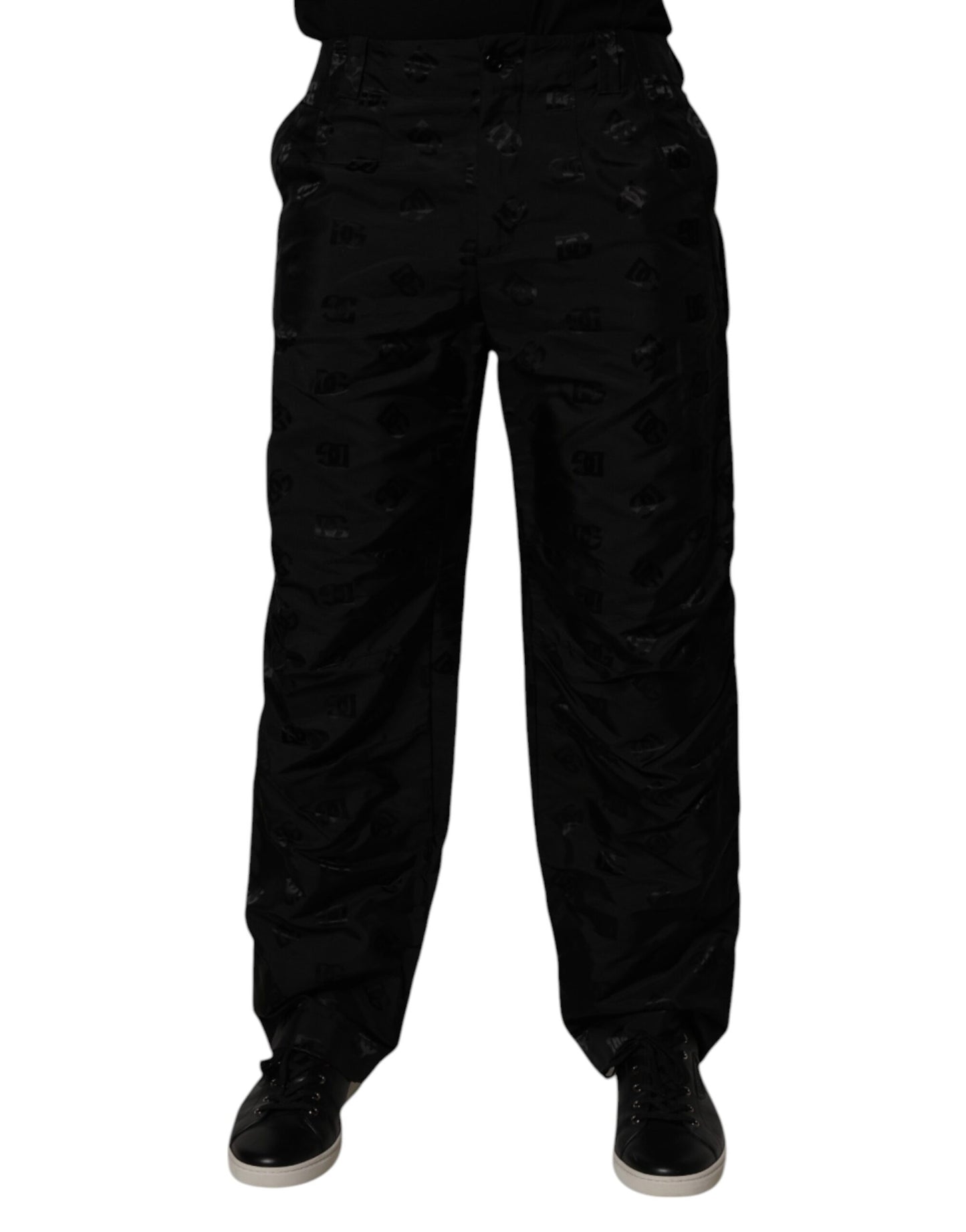 Dolce & Gabbana Black Logo Monogram Straight Pants