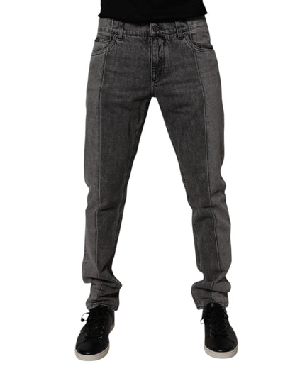 Dolce & Gabbana Two Tone Gray Cotton Denim Jeans