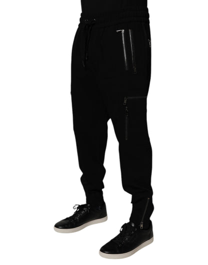 Dolce & Gabbana Black Wool Stretch Jogger Pants