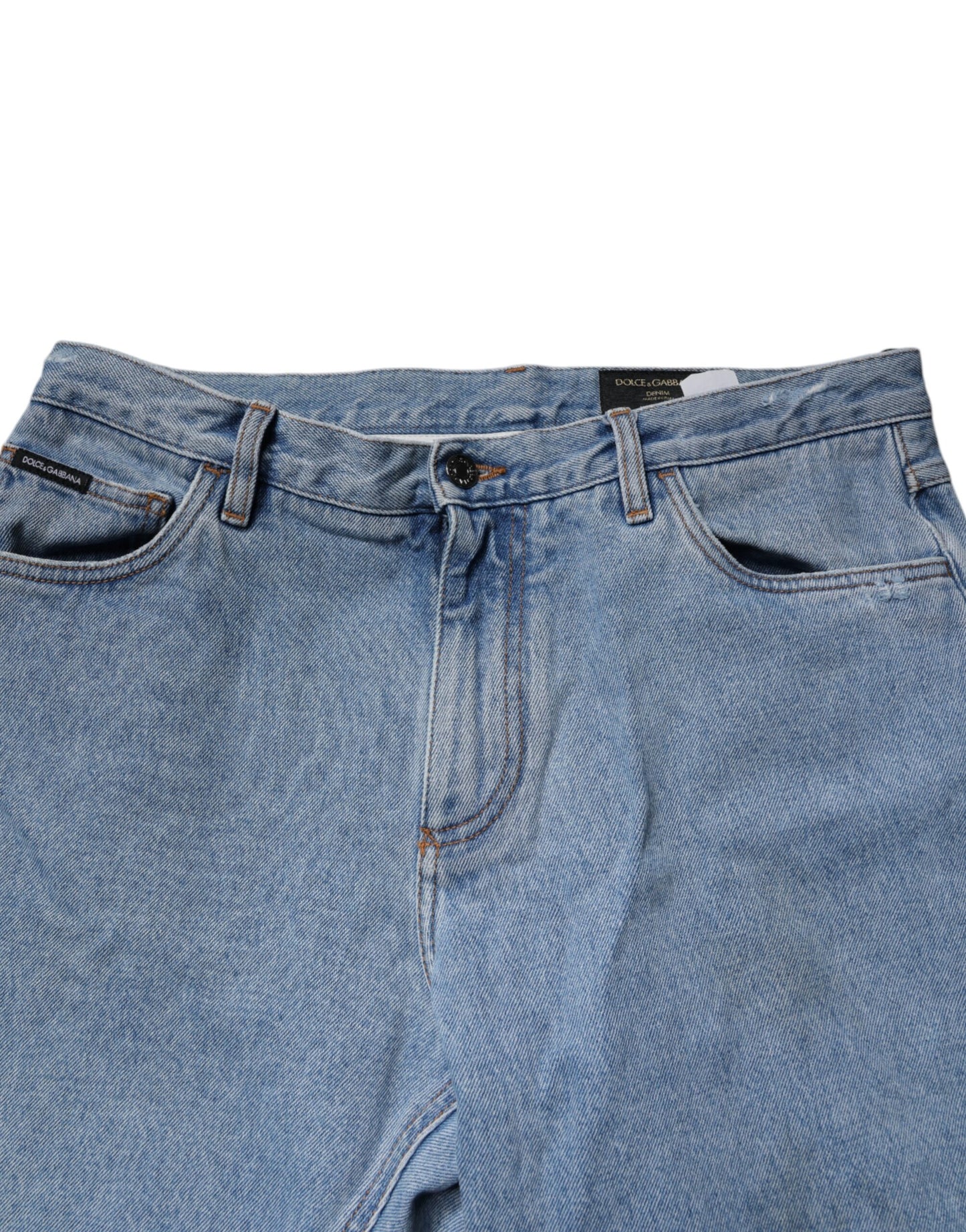 Dolce & Gabbana Blue Cotton Skinny Men Denim Mid Waist Jeans