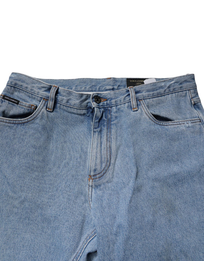 Dolce & Gabbana Blue Cotton Skinny Men Denim Mid Waist Jeans