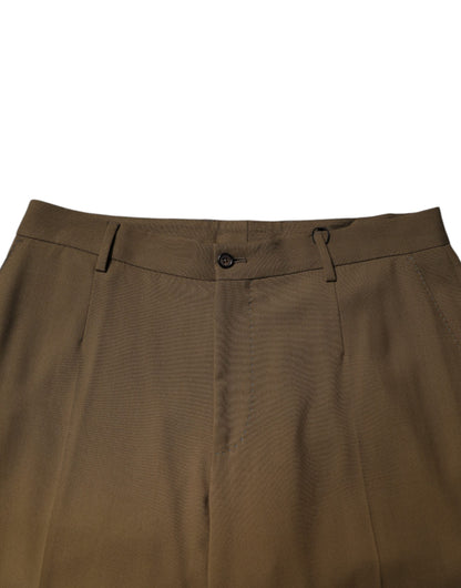 Dolce & Gabbana Brown Wool Straight Formal Dress Pants