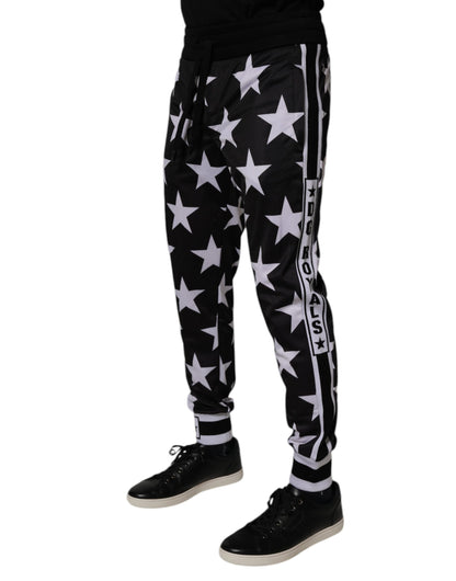 Dolce & Gabbana Black White Stars Jogger Men Sweatpants Pants