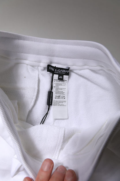 Dolce & Gabbana White Logo Tape Jogger Cotton Sweatpants Pants