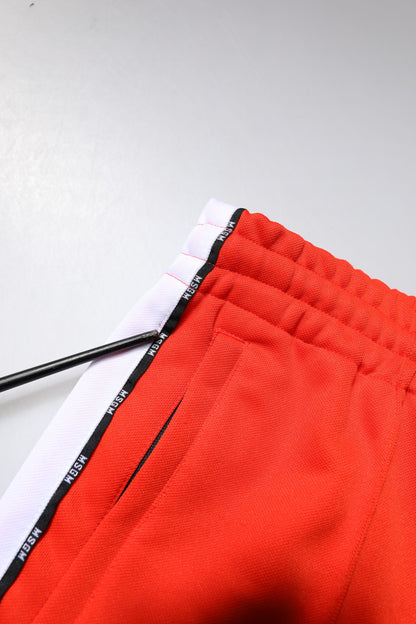 MSGM Red White Mid Waist Men Jogger Sweatpants Pants