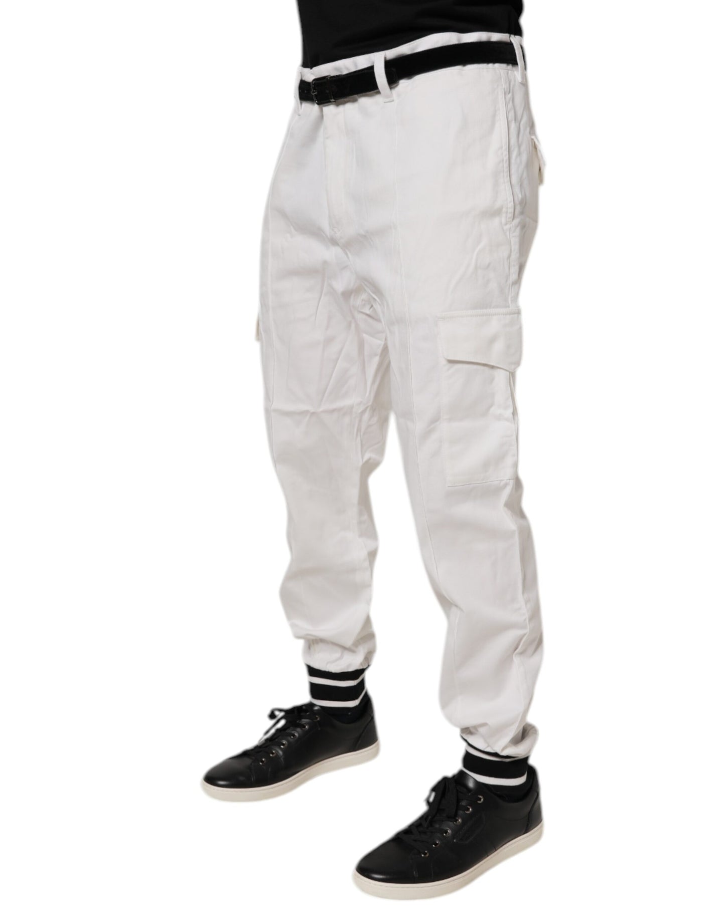 Dolce & Gabbana White Cotton Jogger Cargo Skinny Pants