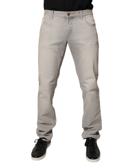 Dolce & Gabbana Light Gray Cotton Skinny Denim Jeans