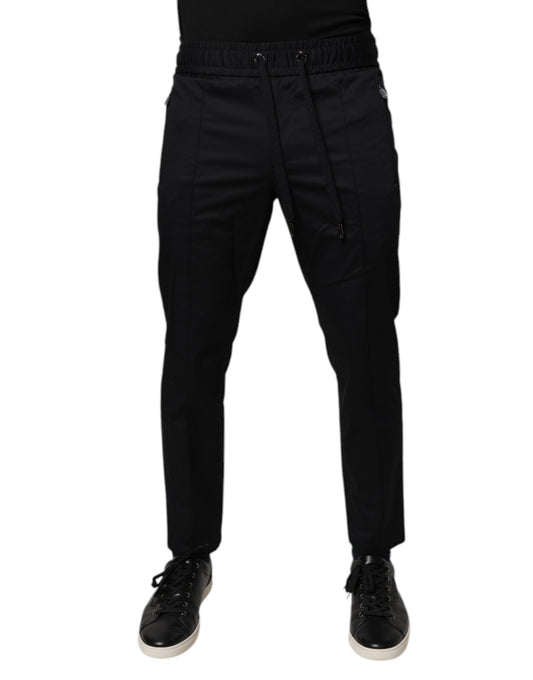 Dolce & Gabbana Dark Blue Cotton Men Jogger Sweatpants Pants