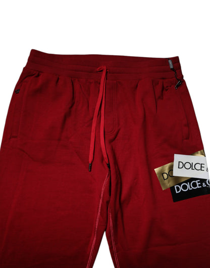 Dolce & Gabbana Red Logo Tape Cotton Jogger Sweatpants Pants