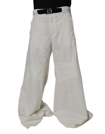 Dolce & Gabbana White Mid Waist Wide Leg Pants