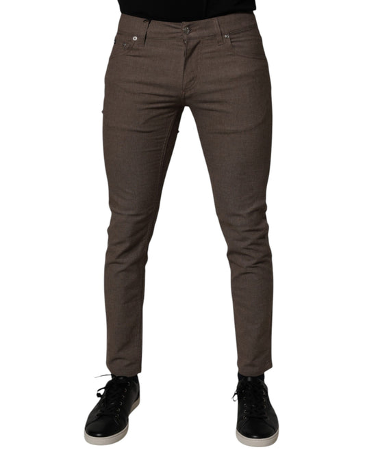 Dolce & Gabbana Brown Cotton Stretch Chino Pants